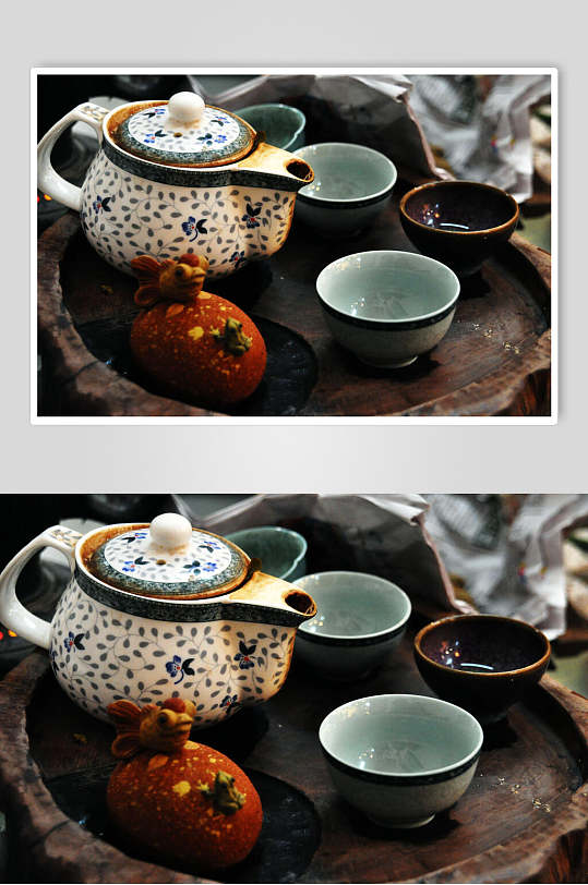 中式复古风高档茶具摄影图片