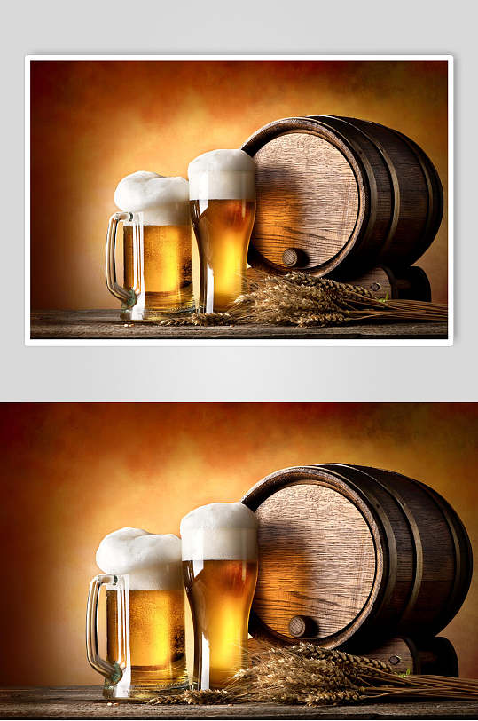 玻璃杯装全麦芽啤酒超清摄影图