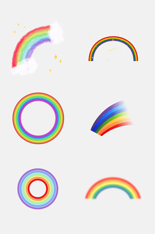 卡通圆圈彩虹免抠元素