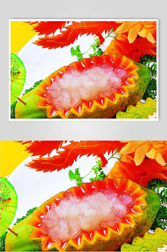 原只木瓜炖雪蛤摄影图片
