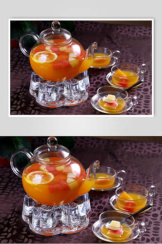 高档茶具水果茶摄影图片