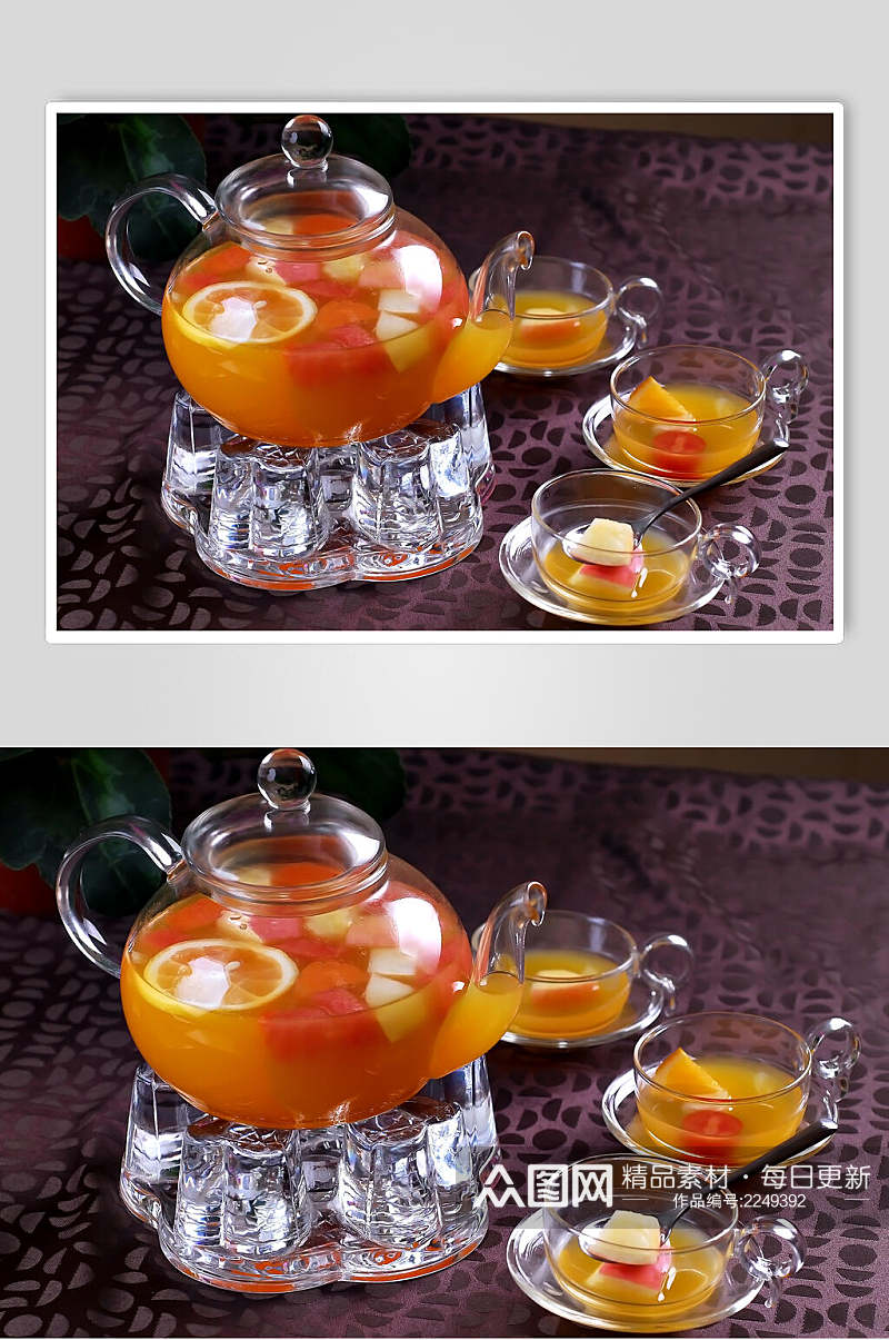 高档茶具水果茶摄影图片素材