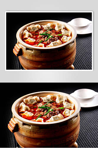 水饺牛腩食物摄影图片