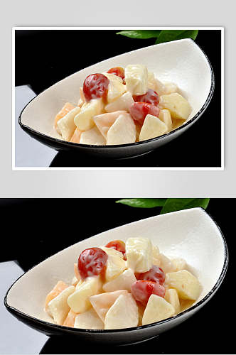 招牌水果沙拉食物摄影图片