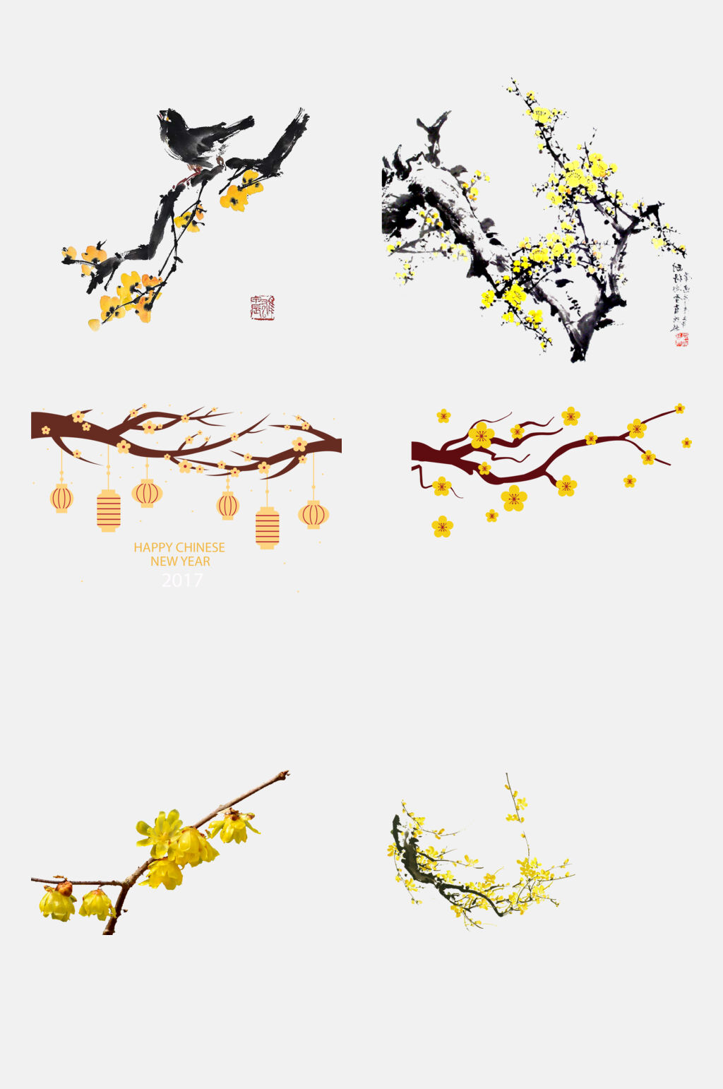水墨梅花免扣素材素材