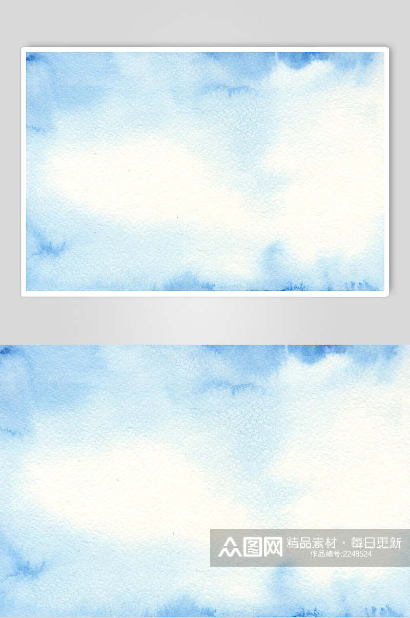 蓝白水彩手绘冬季景观图片素材