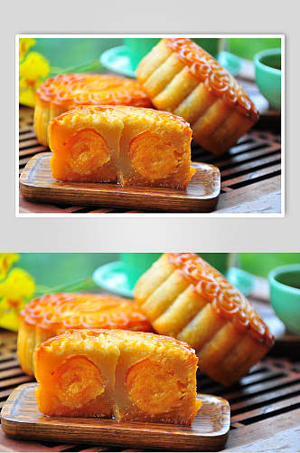 双黄莲蓉月饼食品摄影图片