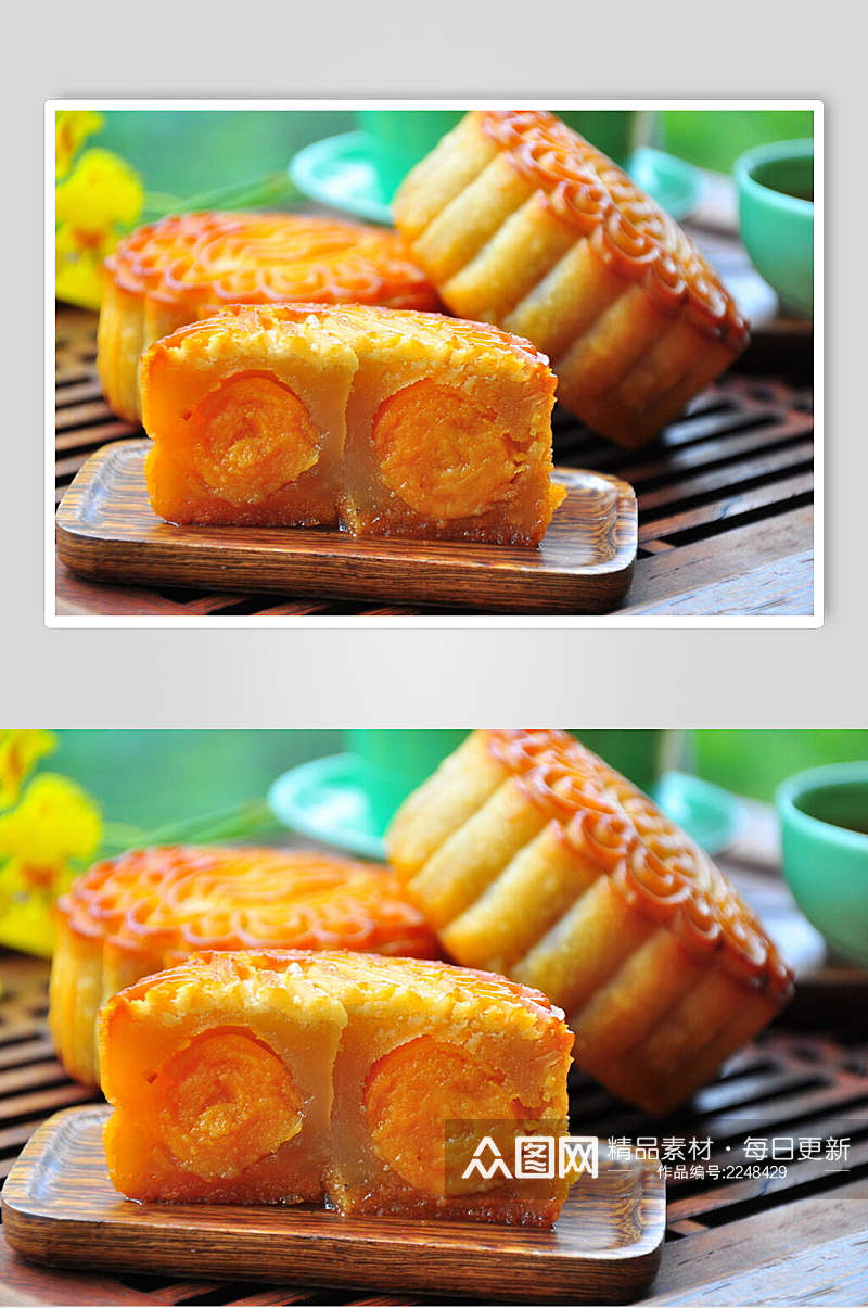 双黄莲蓉月饼食品摄影图片素材
