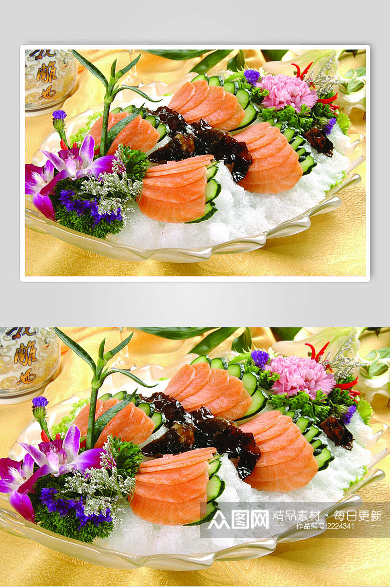 三文鱼刺身美食图片素材