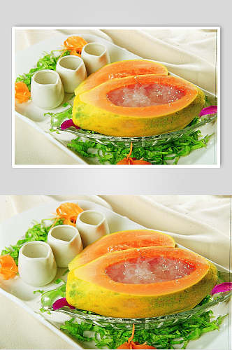 招牌木瓜炖雪蛤食物图片