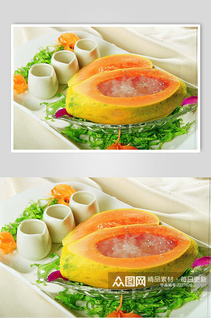 招牌木瓜炖雪蛤食物图片素材
