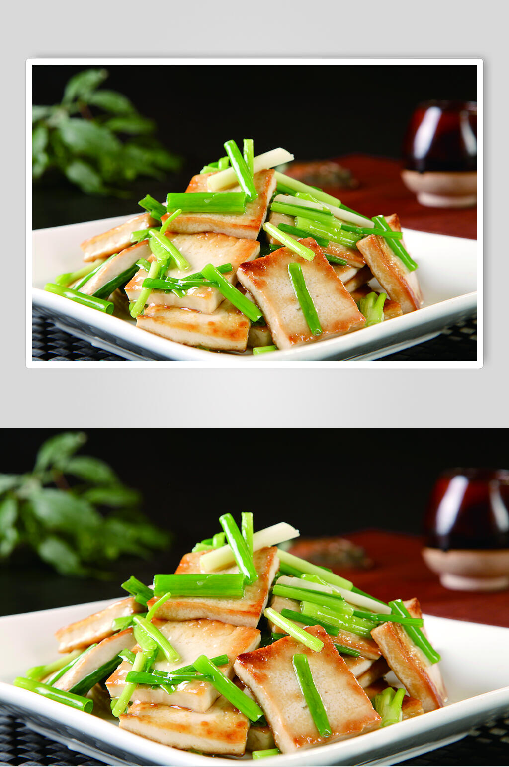 葱炒老豆腐食物高清图片素材