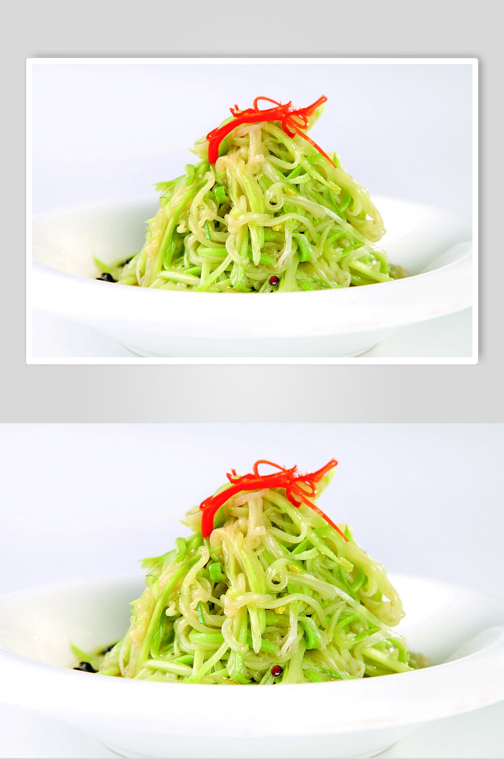 炝拌茄瓜丝食物摄影图片素材