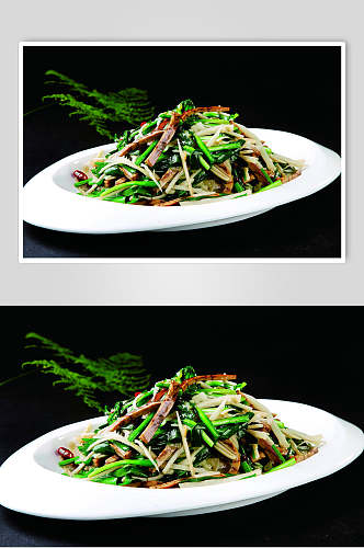竹荪芹菜炒香干食物摄影图片