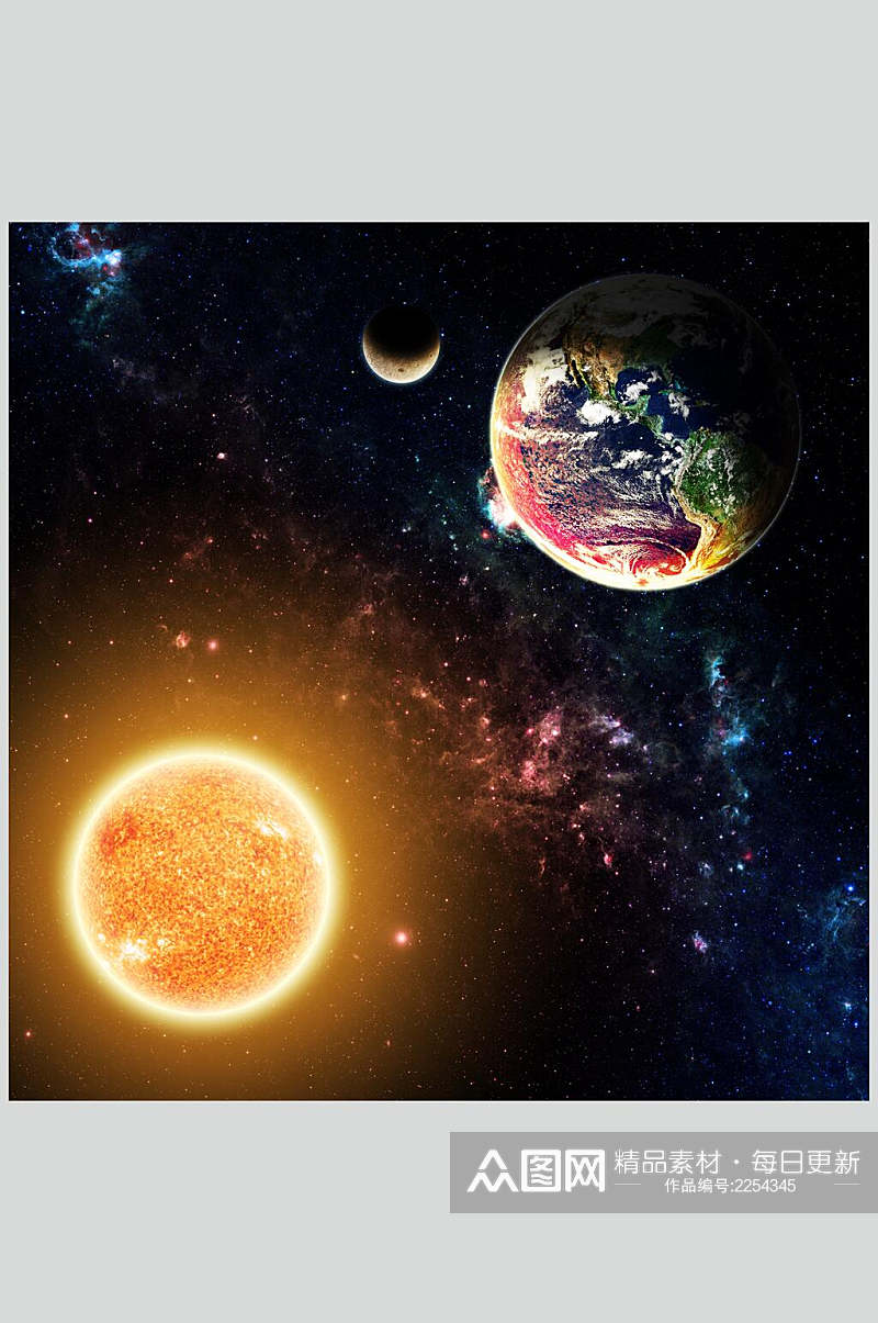 梦幻太阳系星球星空图片素材