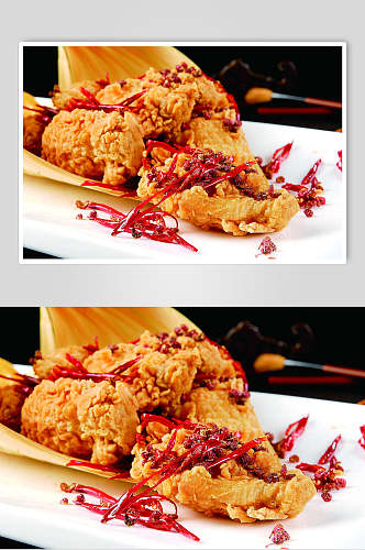 香辣鸡中翅食物高清图片