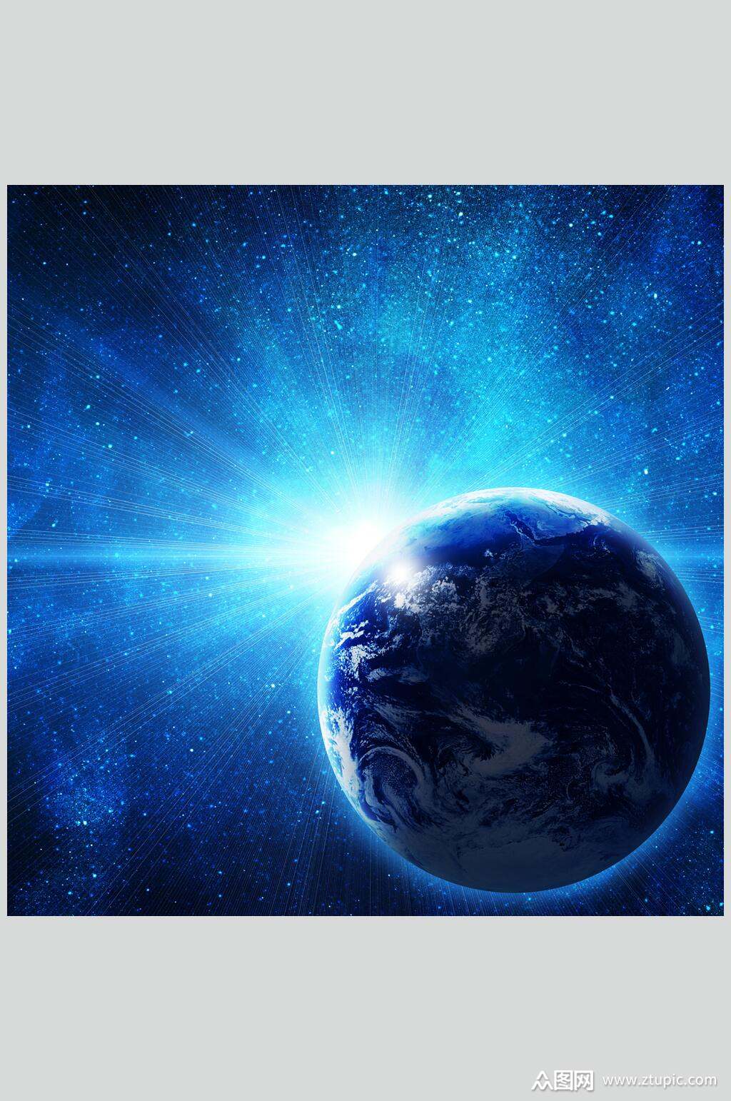 湛蓝色星球星空高清图片