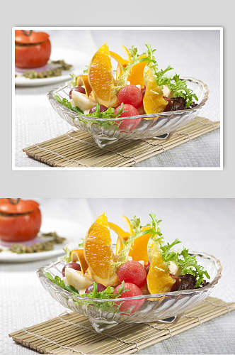 招牌绿色水果沙拉食物实拍图片