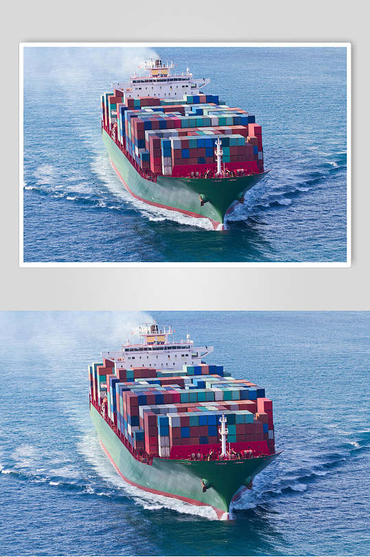蓝色货轮船舶集装箱码头港口图片