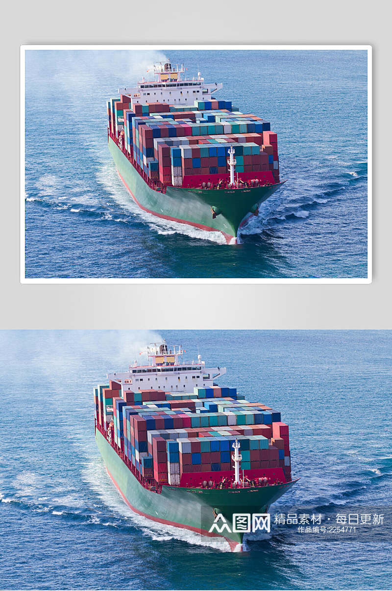 蓝色货轮船舶集装箱码头港口图片素材