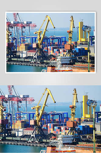 海洋风货轮船舶集装箱码头港口图片