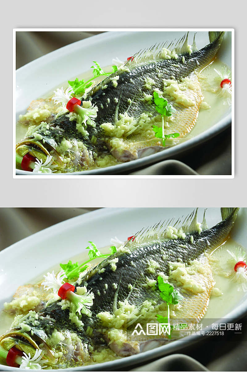 拍姜风味蒸黄鱼食物图片素材
