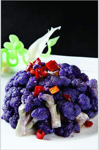 炝炒紫菜花食物摄影图片