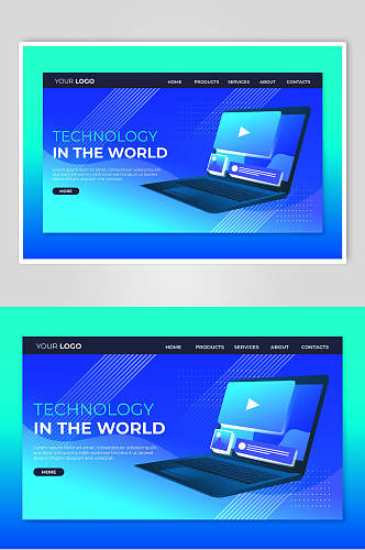 蓝色科技未来登录页矢量素材