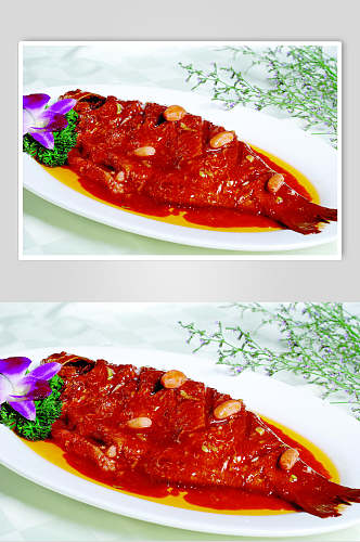 红烧武昌鱼清蒸元条食物摄影图片