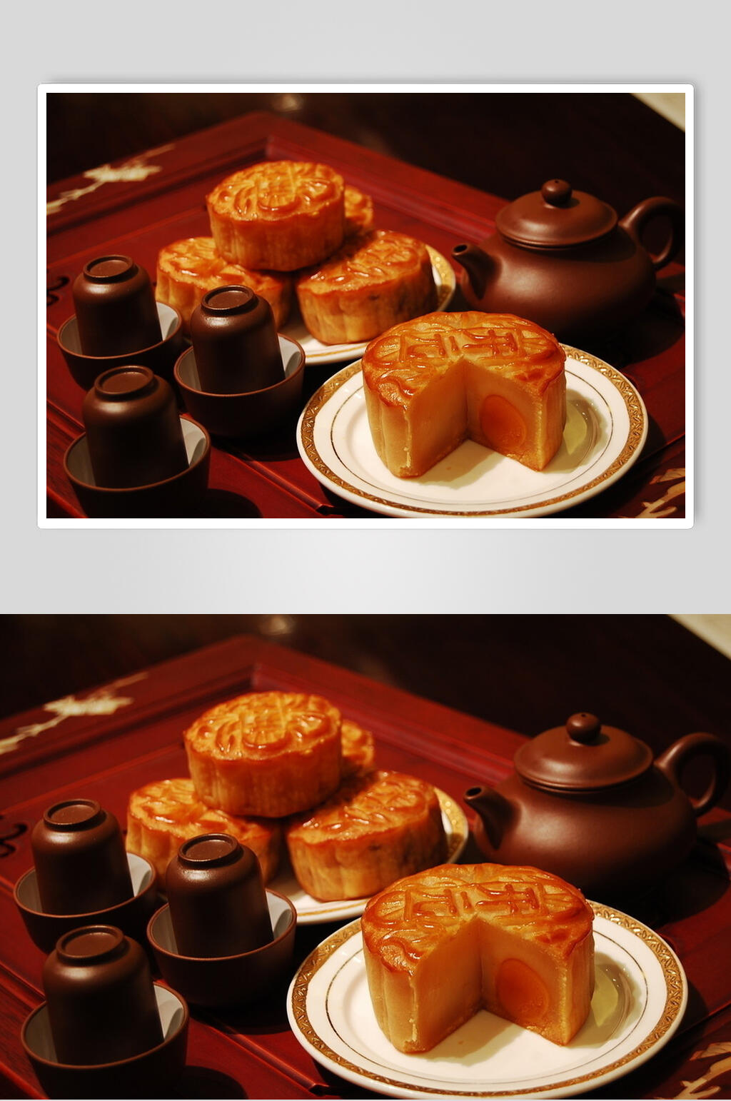 招牌蛋黄莲蓉月饼食品摄影图片素材