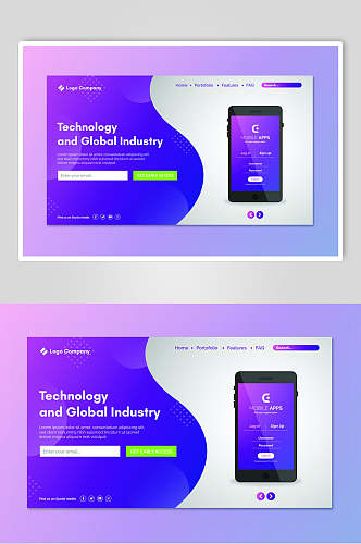 紫色科技未来登录页矢量素材