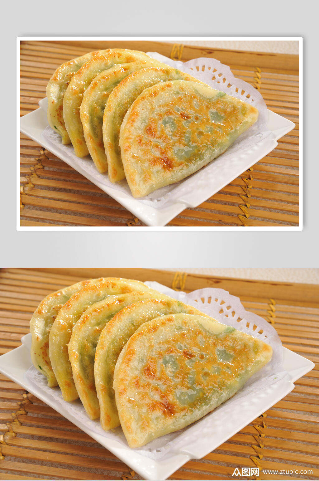 金黄韭菜盒子食品摄影图片