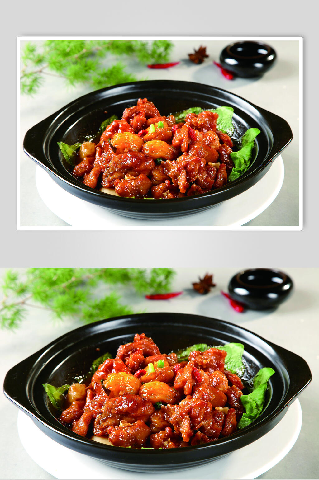 话梅飘香兔肉煲食物摄影图片素材
