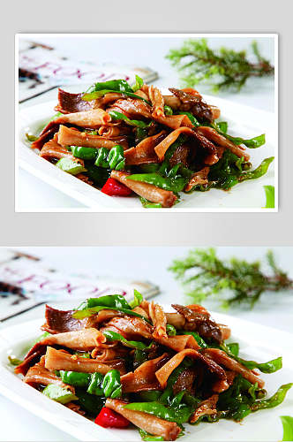 螺丝椒炒鹅肠食物摄影图片