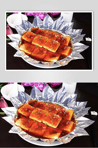 锡纸铁板豆腐美食图片
