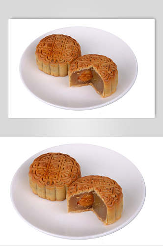 简约蛋黄莲蓉月饼食品高清图片