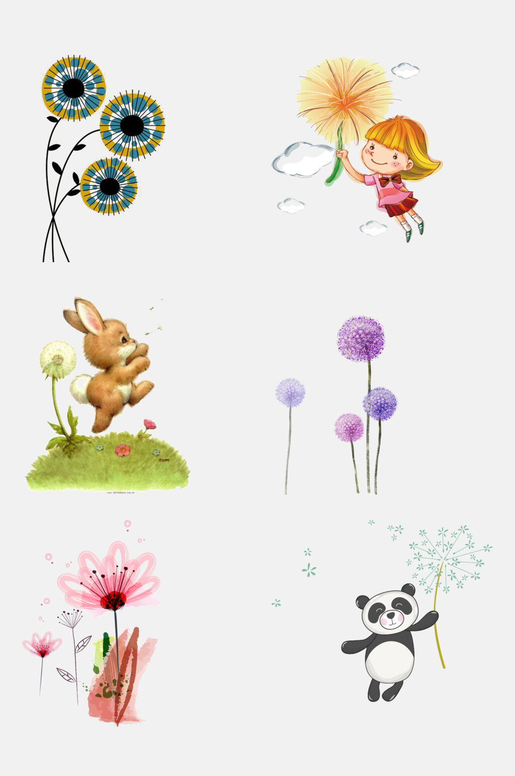 水彩手绘植物蒲公英免扣素材素材