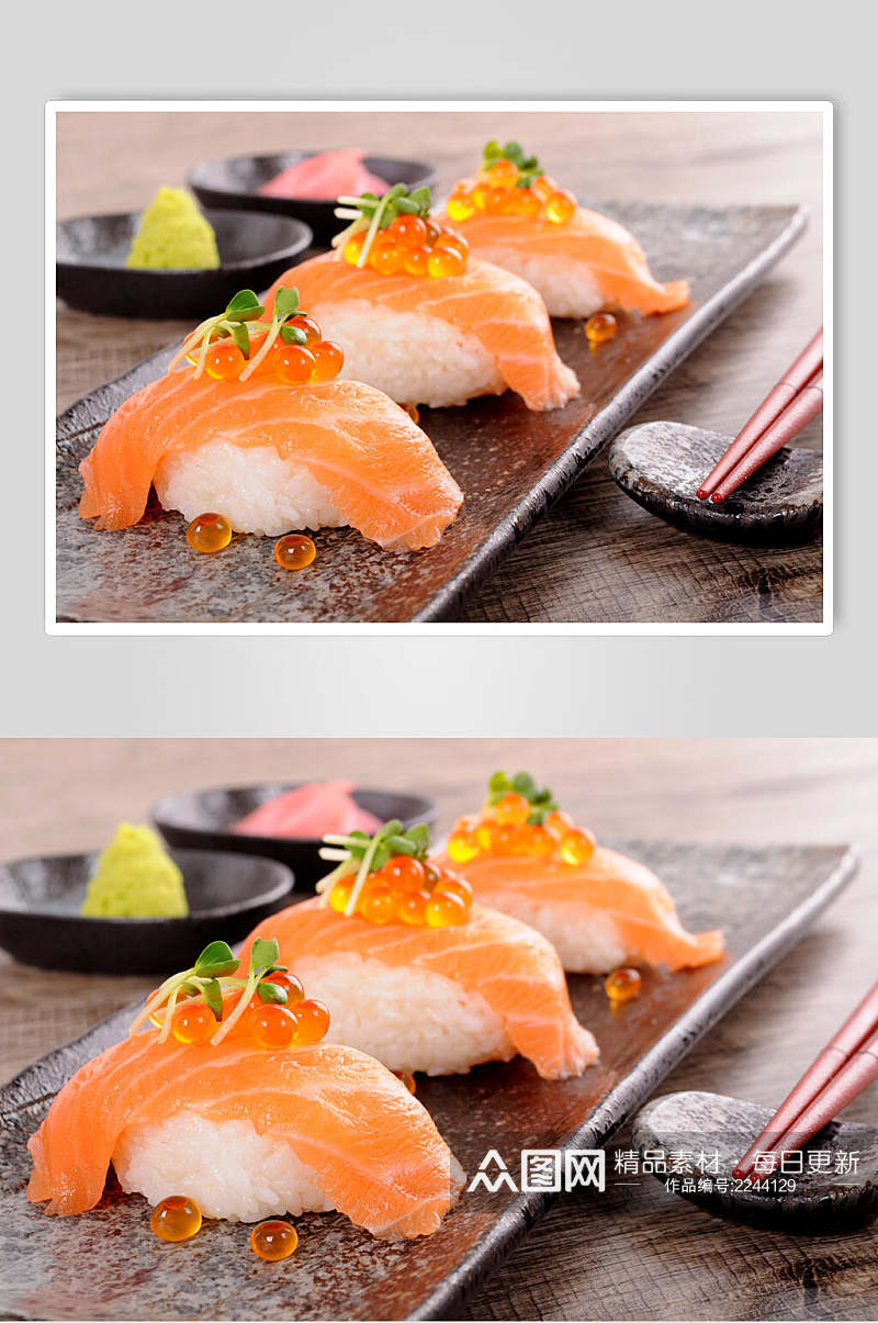 招牌小吃鱼籽三文鱼寿司餐饮高清图片素材