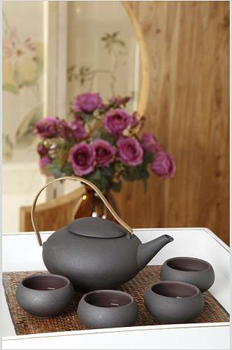 紫砂壶高档茶具摄影图片
