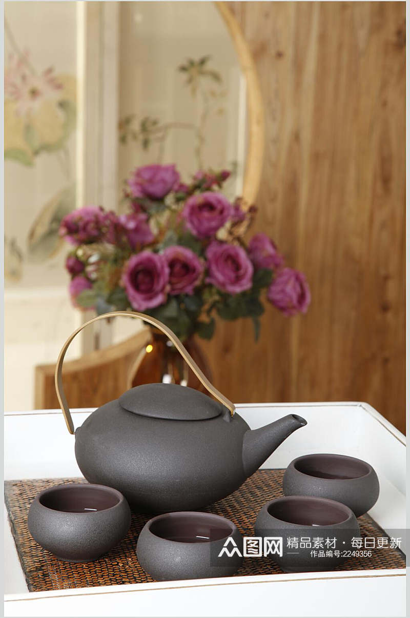 紫砂壶高档茶具摄影图片素材