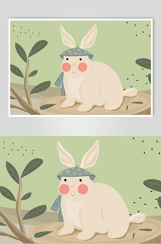 卡通个性森系小动物插画