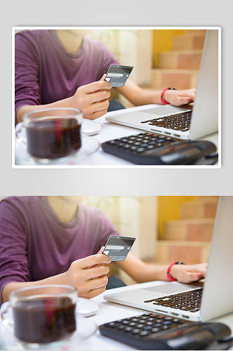 手拿信用卡银行卡网络购物电子支付摄影图