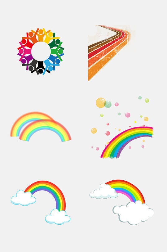 创意唯美卡通滑道彩虹免抠元素