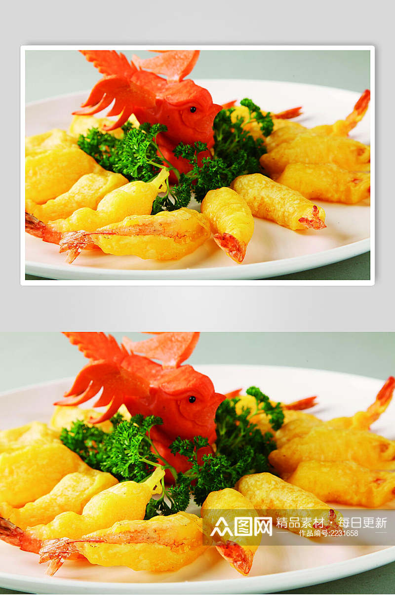 金沙脆皮虾餐饮高清图片素材