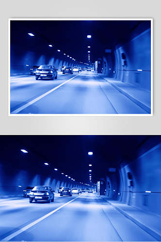 蓝色时尚隧道公路马路高清图片
