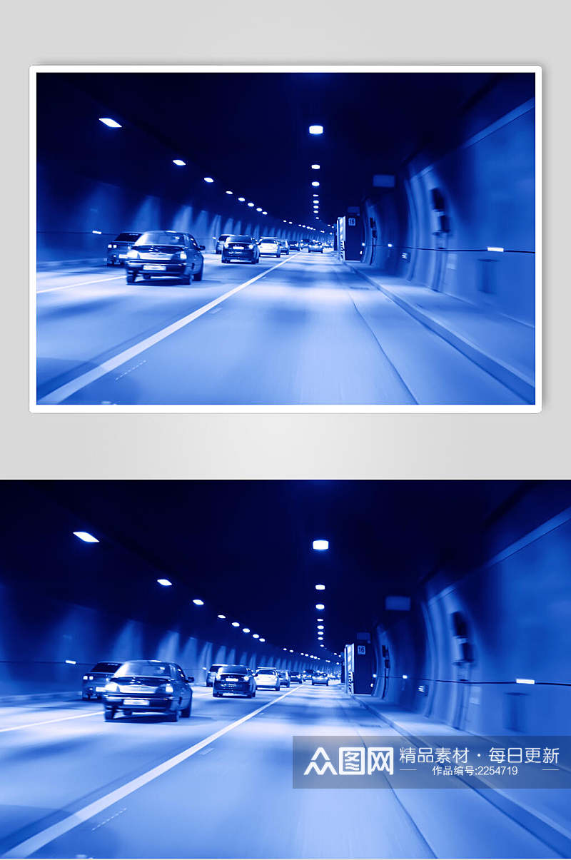 蓝色时尚隧道公路马路高清图片素材