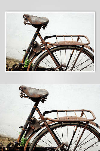 生锈老旧自行车摄影图片