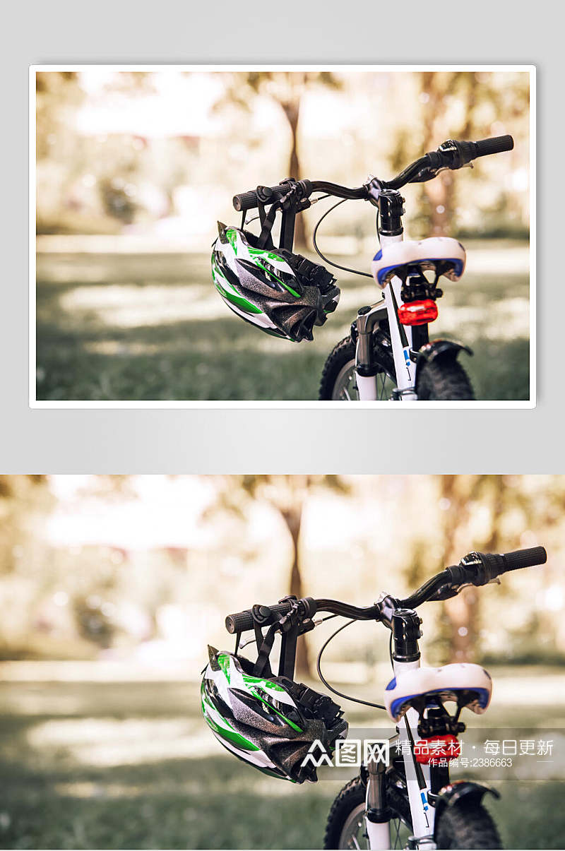 安全帽老旧自行车摄影图片素材