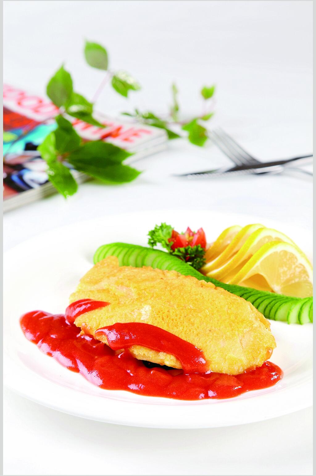 香煎银鳕鱼食物高清图片素材