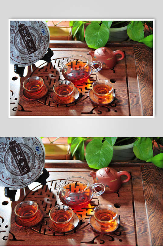 中式茶具泡茶摄影图片